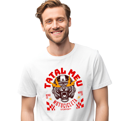 Motociclete - Tricou Femei, Barbati, Copii, Fata, Baiat, Unisex Personalizat Tigru Furios cu Cască – Putere și Pasiune pentru Motocicliști