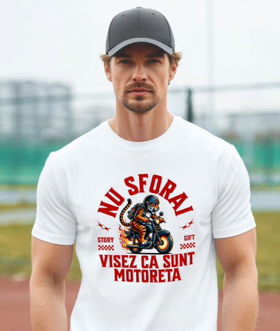 Tricou Femei, Barbati, Copii, Fata, Baiat, Unisex Personalizat Tigru Furios Pe Motor Vintage – Design Amuzant și Plin de Pasiune [1]