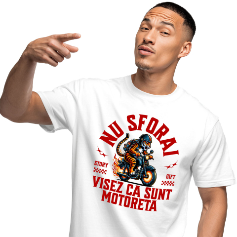 Motociclete - Tricou Femei, Barbati, Copii, Fata, Baiat, Unisex Personalizat Tigru Furios Pe Motor Vintage – Design Amuzant și Plin de Pasiune