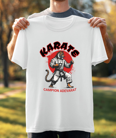 Tricou Femei, Barbati, Copii, Fata, Baiat, Unisex Personalizat Tigru în Costum de Arte Marțiale – Karate, Lupta de Contact, Motivație Sportivă [2]