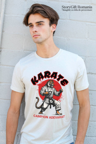 Tricou Femei, Barbati, Copii, Fata, Baiat, Unisex Personalizat Tigru în Costum de Arte Marțiale – Karate, Lupta de Contact, Motivație Sportivă [1]