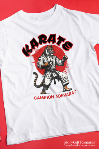 Tricou Femei, Barbati, Copii, Fata, Baiat, Unisex Personalizat Tigru în Costum de Arte Marțiale – Karate, Lupta de Contact, Motivație Sportivă [2]