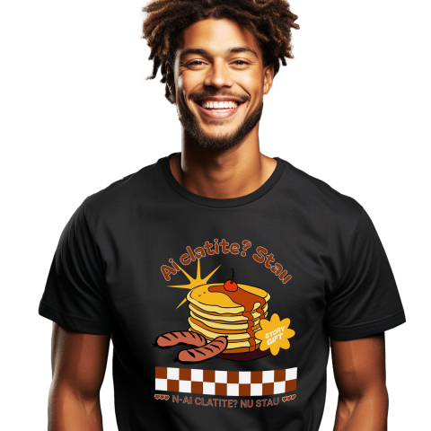 Mancare - Tricou Femei, Barbati, Copii, Fata, Baiat, Unisex Personalizat Clătite personalizate cu text amuzant | Cadouri dulci pentru iubitorii de clătite și familie