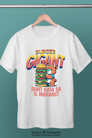Tricou Femei, Barbati, Copii, Fata, Baiat, Unisex Personalizat Urs De Pluș cu Burger Gigant - Cadouri Amuzante pentru Copii și Familie cu Tematică Fast Food [2]