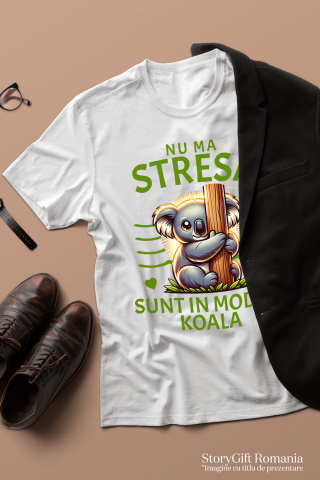 Tricou Femei, Barbati, Copii, Fata, Baiat, Unisex Personalizat Tricou Personalizat Koala Timid – Relaxare și Stil | Cadou Perfect pentru Familie [2]