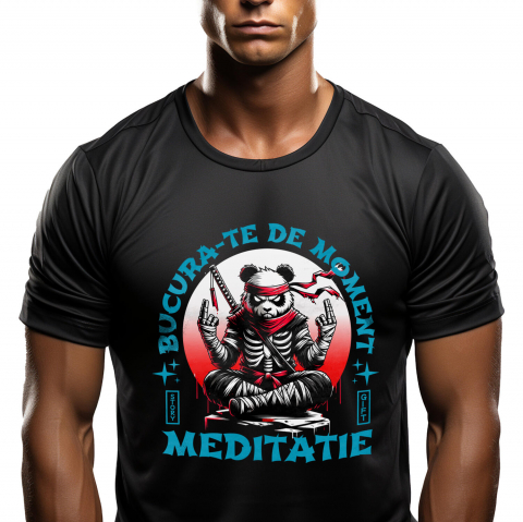 Tricou Femei, Barbati, Copii, Fata, Baiat, Unisex Personalizat Urs Panda Costum Ninja și Sabie - Cadou Personalizat pentru Copii și Tati