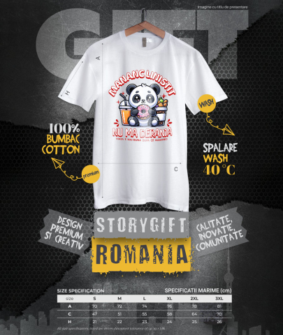 Tricou Femei, Barbati, Copii, Fata, Baiat, Unisex Personalizat Cadou personalizat urs panda cu gogoasă glazurată | Mesaj haios și dulciuri pentru familie [3]