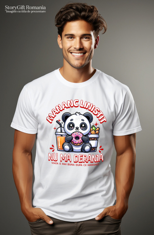 Tricou Femei, Barbati, Copii, Fata, Baiat, Unisex Personalizat Cadou personalizat urs panda cu gogoasă glazurată | Mesaj haios și dulciuri pentru familie [1]