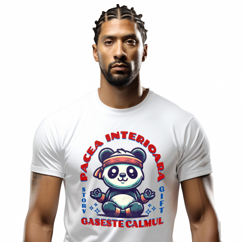 Tricou Personalizat - Tricou Femei, Barbati, Copii, Fata, Baiat, Unisex Personalizat Urs Panda Yoga – Design Haios și Relaxant pentru Cadouri Personalizate