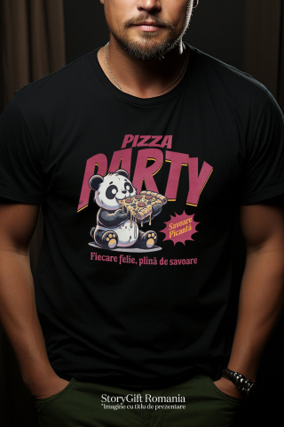 Tricou Femei, Barbati, Copii, Fata, Baiat, Unisex Personalizat Cadouri personalizate pentru iubitorii de pizza | Urs Panda și fast food cu text amuzant [1]