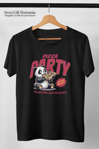 Tricou Femei, Barbati, Copii, Fata, Baiat, Unisex Personalizat Cadouri personalizate pentru iubitorii de pizza | Urs Panda și fast food cu text amuzant [2]