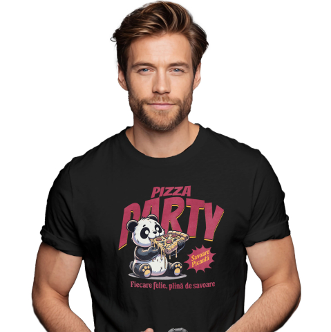 Mancare - Tricou Femei, Barbati, Copii, Fata, Baiat, Unisex Personalizat Cadouri personalizate pentru iubitorii de pizza | Urs Panda și fast food cu text amuzant