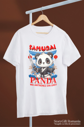 Tricou Femei, Barbati, Copii, Fata, Baiat, Unisex Personalizat Urs Panda Samurai cu Costum de Karate și Sabie Ninja - Cadou Personalizat pentru Copii și Tati [2]