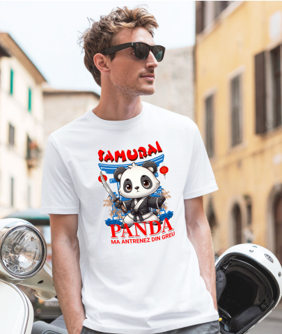 Tricou Femei, Barbati, Copii, Fata, Baiat, Unisex Personalizat Urs Panda Samurai cu Costum de Karate și Sabie Ninja - Cadou Personalizat pentru Copii și Tati [1]