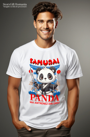 Tricou Femei, Barbati, Copii, Fata, Baiat, Unisex Personalizat Urs Panda Samurai cu Costum de Karate și Sabie Ninja - Cadou Personalizat pentru Copii și Tati [1]