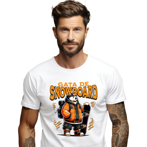 Sport - Tricou Femei, Barbati, Copii, Fata, Baiat, Unisex Personalizat Urs Polar Modern Pe Snowboard – Design Cool De Iarnă