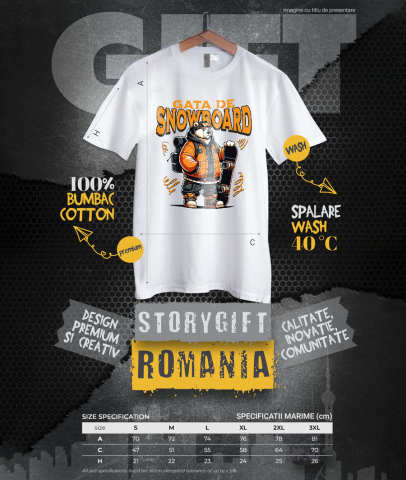 Tricou Femei, Barbati, Copii, Fata, Baiat, Unisex Personalizat Urs Polar Modern Pe Snowboard – Design Cool De Iarnă [3]