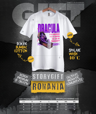 Tricou Femei, Barbati, Copii, Fata, Baiat, Unisex Personalizat Vampir în Sicriu cu Cafea – Cadou Amuzant pentru Dracula și Tati [3]