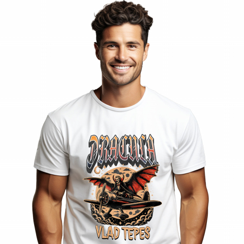 BASME - Tricou Femei, Barbati, Copii, Fata, Baiat, Unisex Personalizat Vampir în Zbor Avion Luna Plină - Cadouri Personalizate Halloween pentru Familie, Copii, Tati și Prieteni