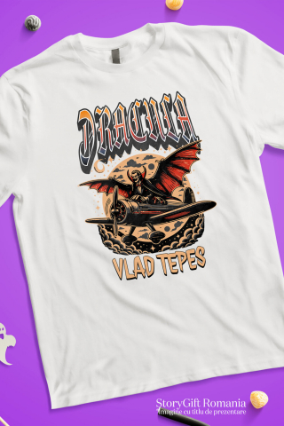 Tricou Femei, Barbati, Copii, Fata, Baiat, Unisex Personalizat Vampir în Zbor Avion Luna Plină - Cadouri Personalizate Halloween pentru Familie, Copii, Tati și Prieteni [2]