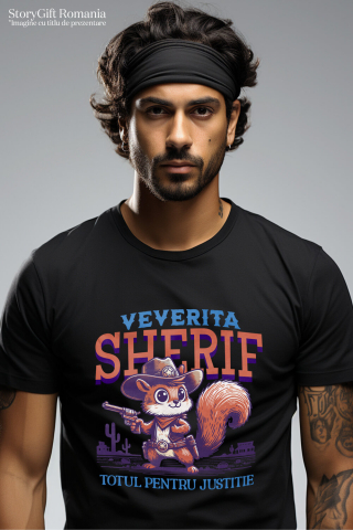 Tricou Femei, Barbati, Copii, Fata, Baiat, Unisex Personalizat Veveriță Justițiară cu Palarie și Pistol - Cadou Perfect pentru Copii și Familie [1]