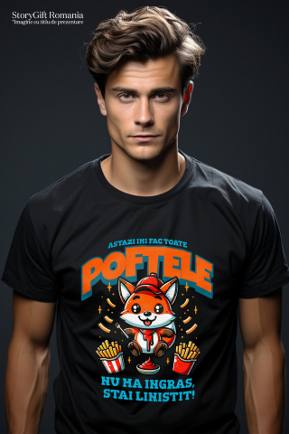 Tricou Femei, Barbati, Copii, Fata, Baiat, Unisex Personalizat Cadou personalizat cu vulpe și cartofi prăjiți | Perfect pentru copii și familie | „Astăzi îmi fac toate poftele” [1]