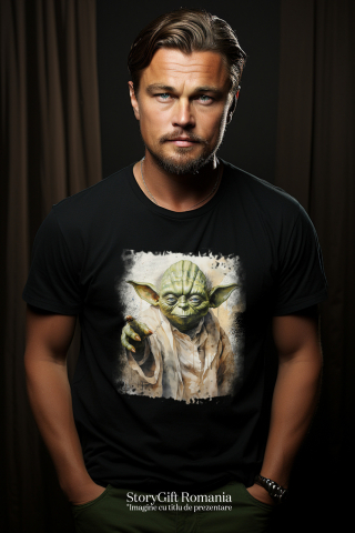 Tricou Barbati Cu Yoda, Star Wars, Personaj Fictiv, Sci Fi, Jedi,  cu imprimeu pe Fata, 100% Bumbac,  Negru, XL [2]