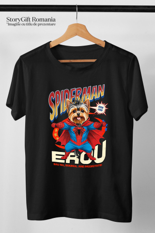 Tricou Femei, Barbati, Copii, Fata, Baiat, Unisex Personalizat Yorkshire Terrier în Costum Spider-Man - Cadou Personalizat pentru Copii și Familie [2]