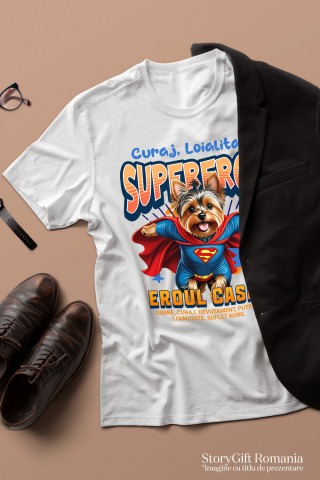 Tricou Femei, Barbati, Copii, Fata, Baiat, Unisex Personalizat Yorkshire Terrier în Costum de Superman – Produse Personalizate pentru Familie și Copii [2]