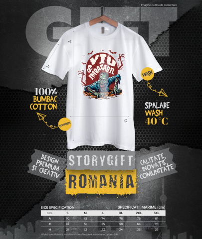 Tricou Femei, Barbati, Copii, Fata, Baiat, Unisex Personalizat Zombie Iesind Din Mormânt | Viu & Imbatabil | Cadou Halloween Tematic [3]