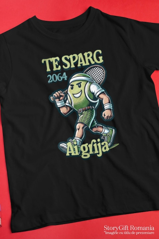 Tricou Barbati minge de tenis teren sport ai grija competitie cu imprimeu pe Fata, 100% Bumbac, Negru, L [1]