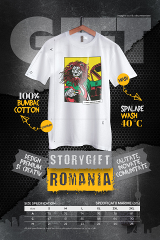 Tricou Barbati Personalizat Leu conducand o Masina cu Mesajul Motivational in Engleza Winners have No Excuses,  cu imprimeu pe Fata, 100% Bumbac,  Alb, XL [3]