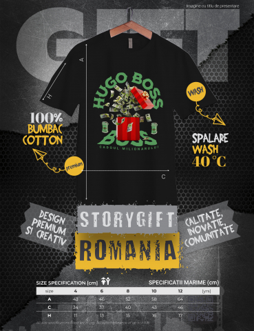 Tricou Copii Baieti _Hugo Boss_ - Cadoul Milionarului 100% Bumbac, Unisex, Negru, 12 Ani, 158CM [2]
