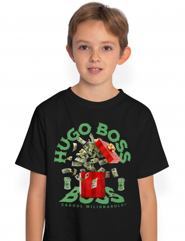 Copii Unisex - 12 Ani - Tricou Copii Baieti _Hugo Boss_ - Cadoul Milionarului 100% Bumbac, Unisex, Negru, 12 Ani, 158CM