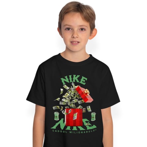 Copii Unisex - 12 Ani - Tricou Copii Baieti _Nike_ - Cadoul Milionarului 100% Bumbac, Unisex, Negru, 12 Ani, 158CM