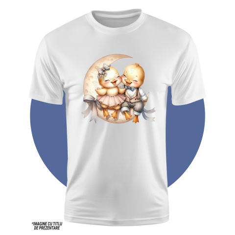 Copii Unisex - 10 Ani - Tricou Copii cu 2 ratuste, ilustratie, funda, semiluna, costum, papion, prietenie, imbujorate 100% Bumbac, Unisex, Alb, 10 Ani, 58CM