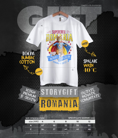 Tricou Femei, Barbati, Copii, Fata, Baiat, Unisex Personalizat Pisica Abisiniană în Costum de Căpitan România – Supererou pentru Copii și Iubitorii de Animale [5]
