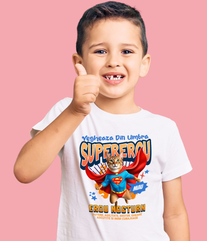 Tricou Femei, Barbati, Copii, Fata, Baiat, Unisex Personalizat Pisică Abyssinian Supererou – Design Personalizat pentru Iubitorii de Animale și Familie [3]