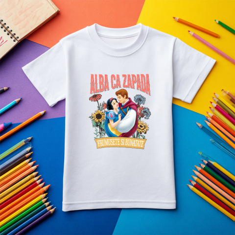 Tricou Copii cu Alba ca Zapada si Printul - Poveste de Dragoste 100% Bumbac, Alb, 8 Ani [4]