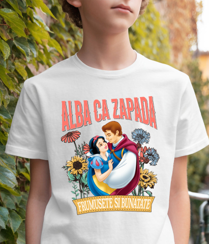 Tricou Copii cu Alba ca Zapada si Printul - Poveste de Dragoste 100% Bumbac, Alb, 8 Ani [3]