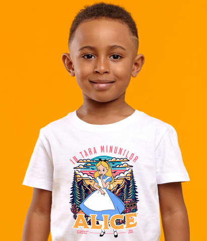 Tricou Copii cu Alice in Lumea Magica a lui Alladin 100% Bumbac, Alb, 8 Ani [3]