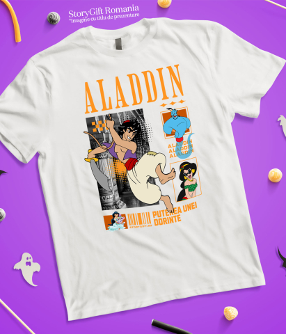 Tricou Copii cu Alladin – Aventuri pentru Baieti 100% Bumbac, Alb, 8 Ani [4]