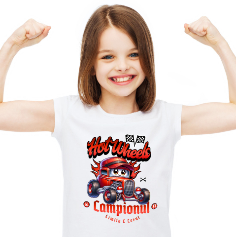 Tricou Femei, Barbati, Copii, Fata, Baiat, Unisex Personalizat Animație Mașină Roșie Vintage – Hot Wheels și Aventură Auto