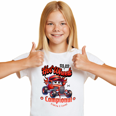 Tricouri - Tricou Femei, Barbati, Copii, Fata, Baiat, Unisex Personalizat Animație Mașină Roșie Vintage – Hot Wheels și Aventură Auto