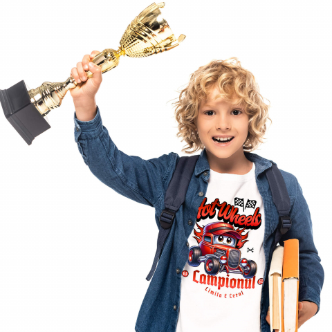 Tricou Femei, Barbati, Copii, Fata, Baiat, Unisex Personalizat Animație Mașină Roșie Vintage – Hot Wheels și Aventură Auto [1]