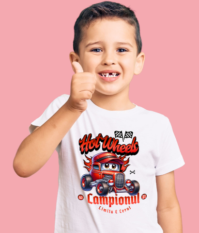 Tricou Femei, Barbati, Copii, Fata, Baiat, Unisex Personalizat Animație Mașină Roșie Vintage – Hot Wheels și Aventură Auto [3]