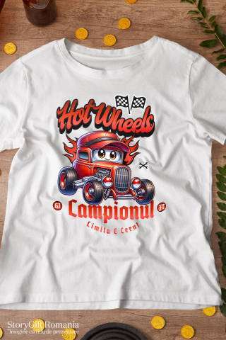 Tricou Femei, Barbati, Copii, Fata, Baiat, Unisex Personalizat Animație Mașină Roșie Vintage – Hot Wheels și Aventură Auto [2]