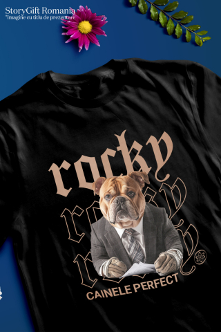 Tricou Copii cu Animal Contabil in Costum, Peronalizata cu Numele si Poza Animalului Tau cu imprimeu pe Fata, 100% Bumbac, Negru, 4 Ani [2]