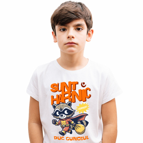 Tricouri - Tricou Femei, Barbati, Copii, Fata, Baiat, Unisex Personalizat Animal Super-Erou „Sunt Harnic Duc Gunoiul” – Cadou Personalizat Copii – Costum Desene Animate pentru Băieți
