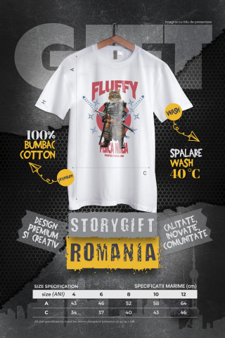 Tricou Copii cu Animal In Costum de Samurai cu Sabie, Peronalizata cu Numele si Poza Animalului Tau cu imprimeu pe Fata, 100% Bumbac, Alb, 8 Ani [3]